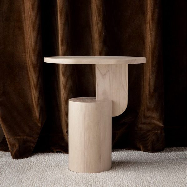 FERM LIVING Insert Side Table - Natural Ash Wood Nightstand for Bedroom, Living Room & Office - Modern Scandinavian Design End Table
