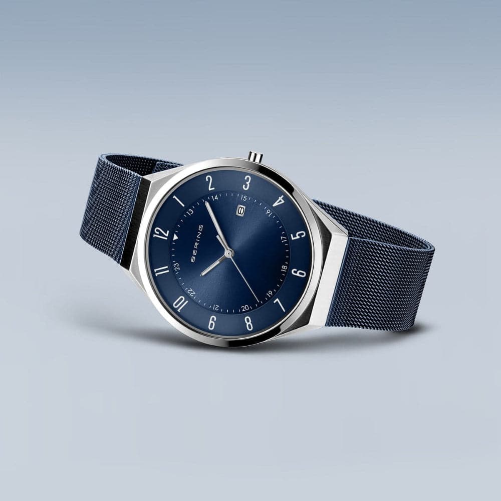 Bering Ultra Slim Men's Watch with Blue Dial & Milanese Strap - Model 18740 307 | Elegant Dress Watch for Business, Formal Events & Everyday Wear
