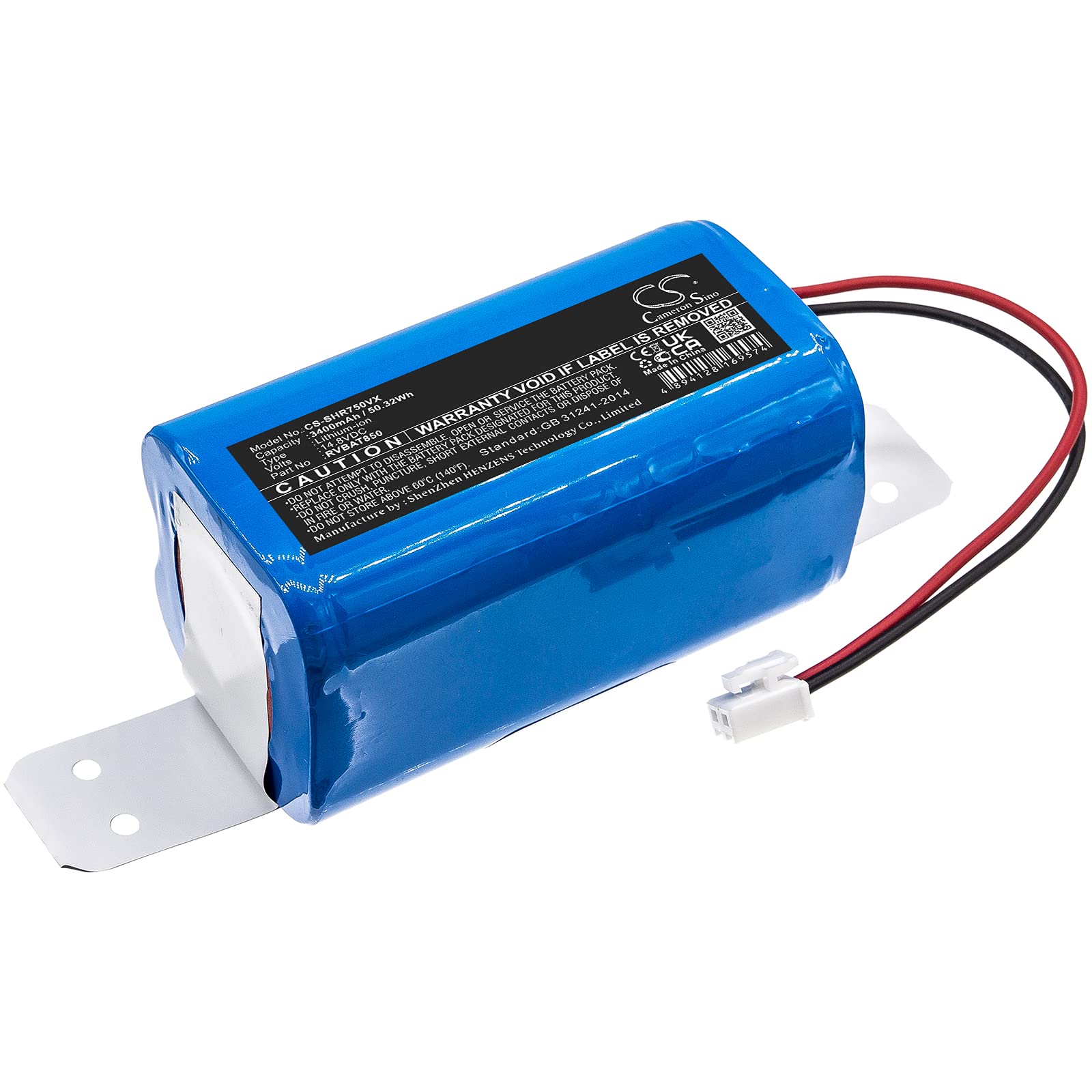 FITHOOD 3400mAh 14.8V Replacement Battery for Shark ION Robot Vacuum R71 R72 R75 RV2001 RV1000 RVBAT850 RVBAT850A - Compatible with Shark ION Robot Cleaning System - Perfect for Home & Office Floor Cleaning