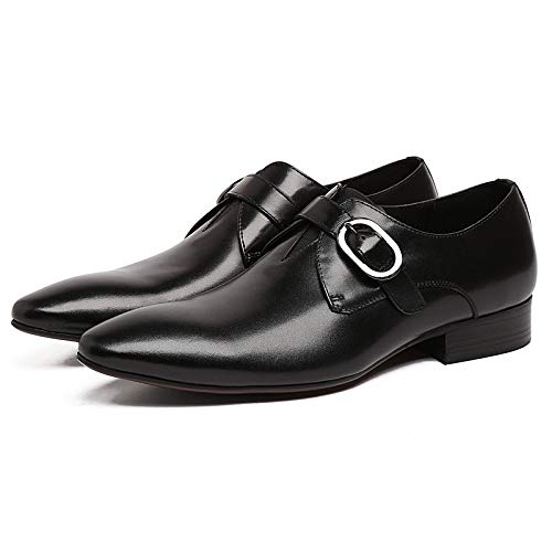 Premium Men's Business Leather Dress Shoes - Classic Buckle Monk Strap Formal Shoes for Wedding, Banquet & Office (Genuine Cowhide, Black, Size 43/UK 8.5/US 9) - Perfect for Business Meetings, Formal Events & Professional Occasions