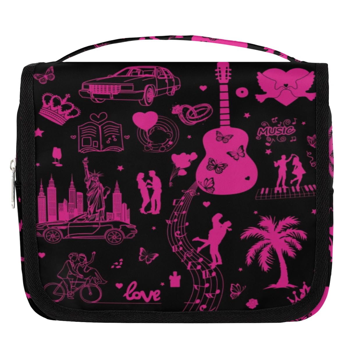 Deep Pink Hanging Travel Toiletry Bag for Women - Waterproof Cosmetic Makeup Organizer with Hook for Shampoo, Toiletries & Full-Sized Containers | Perfect for Gym, Vacation & Business Trips