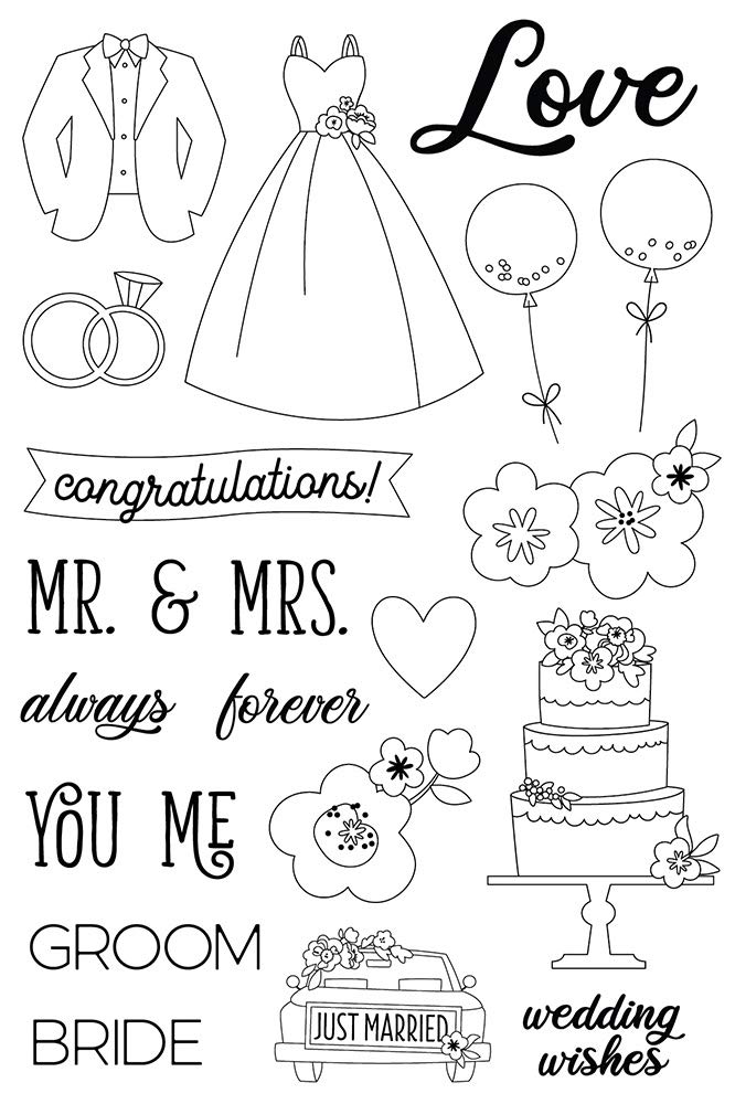 Simple Stories Happily Ever Stamp Set - Scrapbooking & Card Making Supplies for DIY Crafts, Wedding Invitations, and Memory Albums