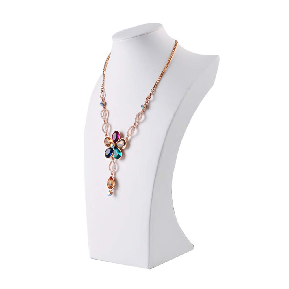 Premium White PU Leather Jewelry Stand - Necklace & Pendant Display Holder for Boutique, Retail & Home Decor (11.4