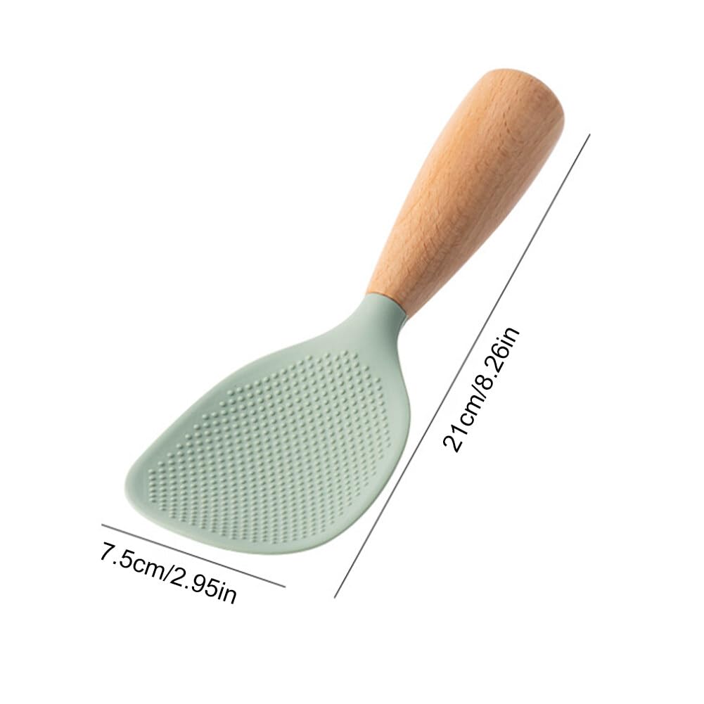 Non-Stick Vertical Rice Paddle Spoon with Wooden Handle - Stand Up Serving Spoon & Kitchen Spatula for Cooking Rice, Stirring, and Serving - Perfect for Rice Cookers, Pots, and Everyday Kitchen Use