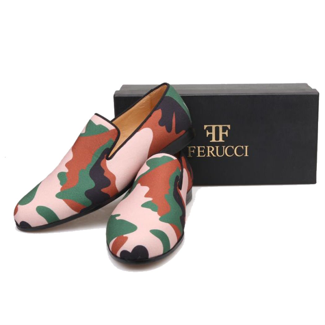 FERUCCI Handmade Men's Camouflage Slippers - Comfortable Flat Loafers for Indoor/Outdoor Wear - Perfect for Home, Lounge & Casual Outings