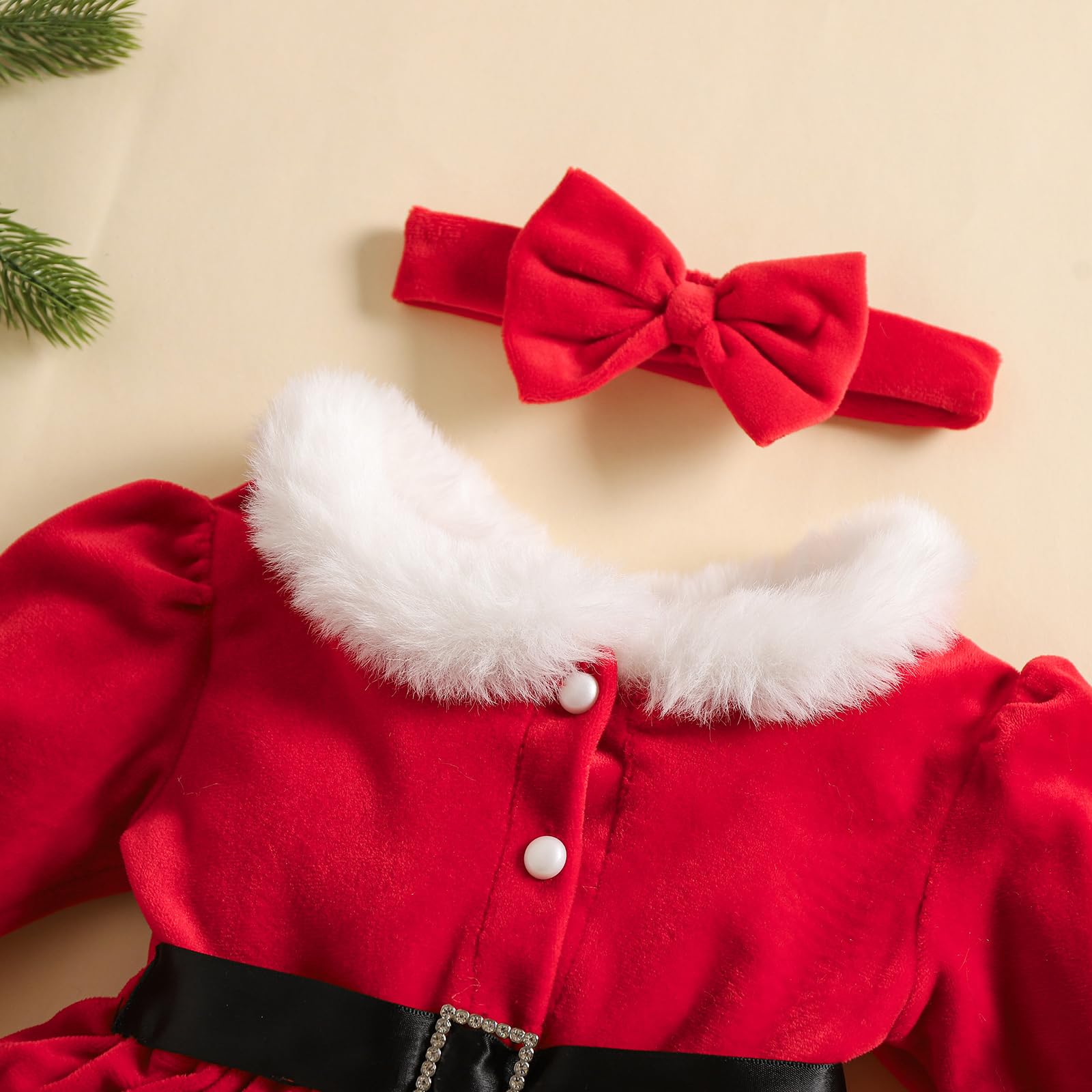 Baby Girl's First Christmas Outfit - Santa Claus Newborn Onesie Romper Dress | Winter Holiday Party Dress for Infants & Toddlers | Perfect for Christmas Photos, Family Gatherings & Festive Celebrations