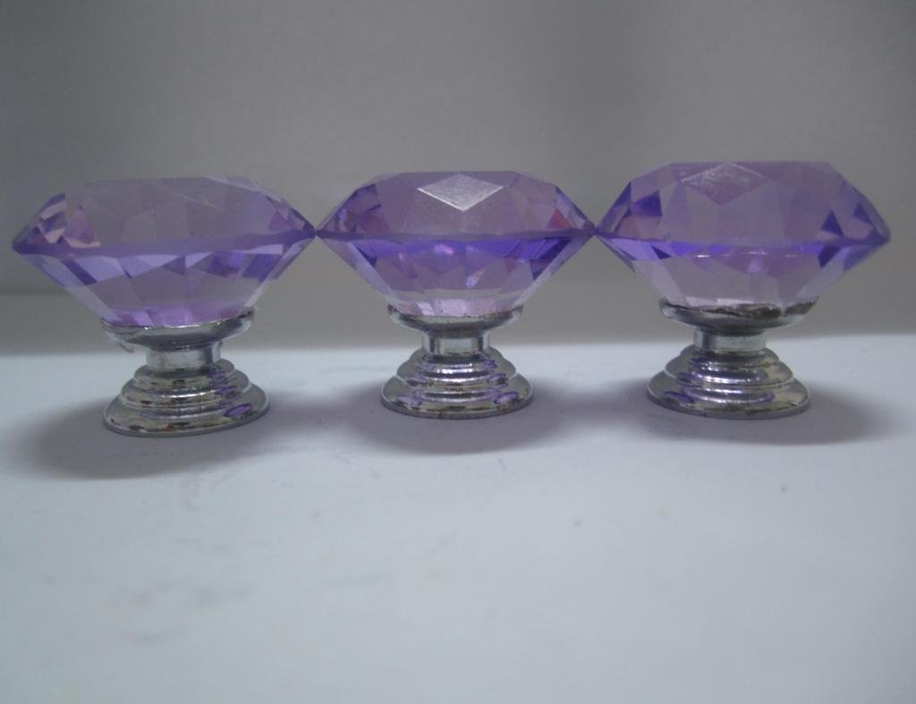30mm Crystal Glass Cabinet Knobs - Purple Dresser Drawer Pull Handles (Pack of 6) for Bedroom Furniture, Closet Doors & DIY Home Decor Projects