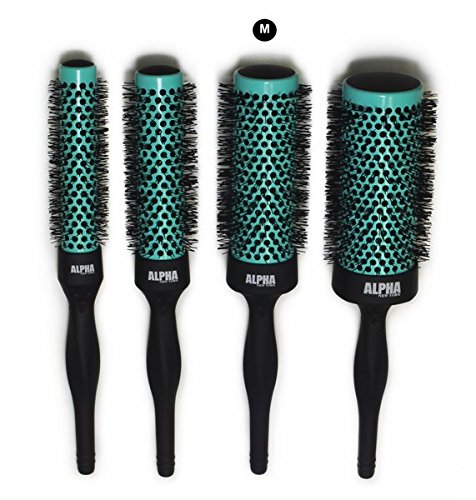 Alpha New York Nano Thermal Ceramic Ionic Hair Brush - Medium Size Green for Smooth & Shiny Hair - Perfect for Styling, Detangling & Frizz Control at Home or Salon