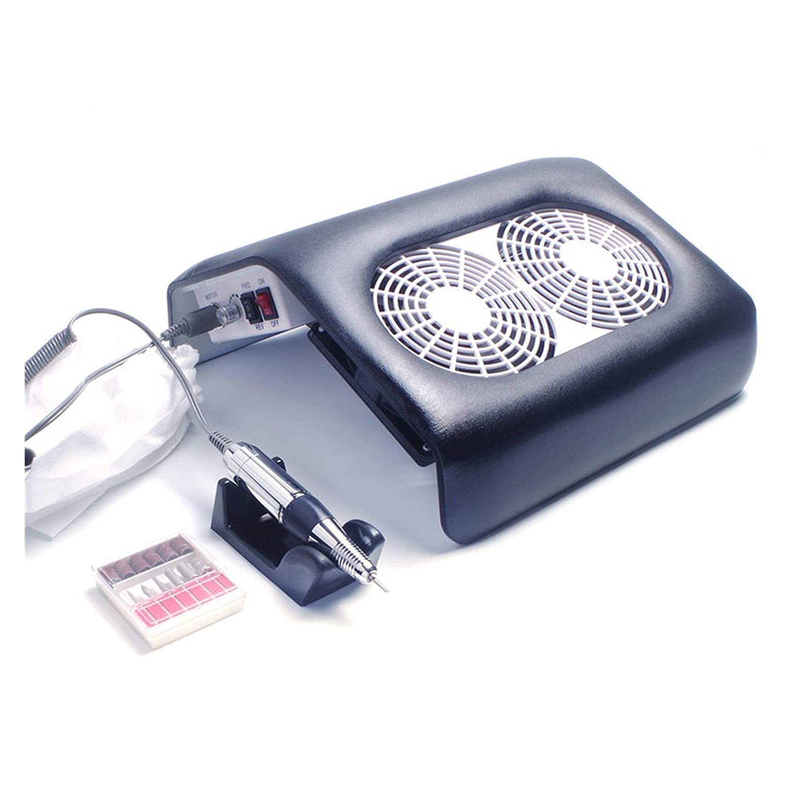48W Nail Dust Collector with Dual Fans | Professional Nail Salon Vacuum Cleaner Machine | Compatible with Nail Drill | Black | Perfect for Nail Art, Manicure & Pedicure Services