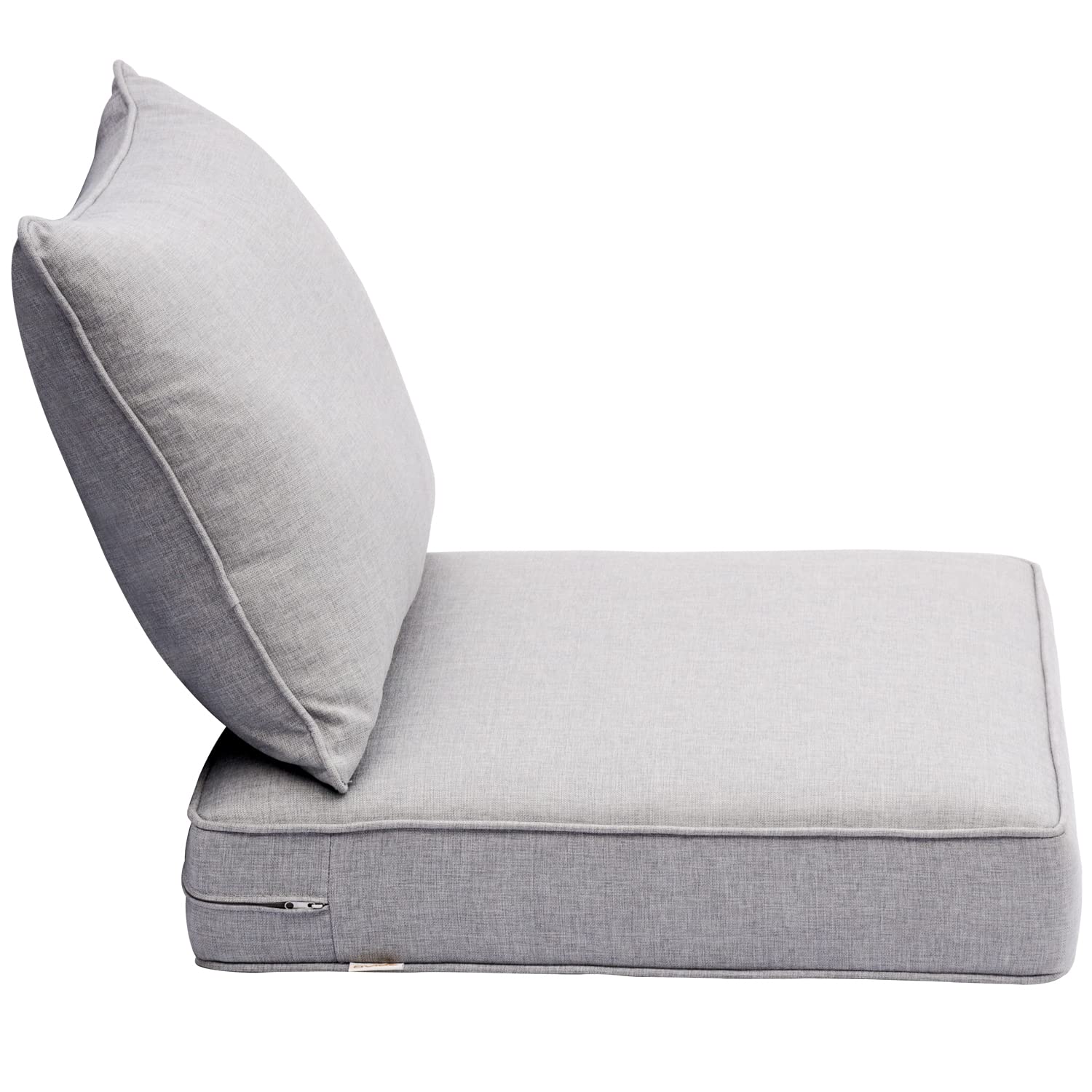 HOOOWOOO 24x24x5 Inch Thick Outdoor Chair Cushions Set - Weather Resistant Olefin Fabric with Zipper - Light Gray Patio Seat Cushions for Loveseat, Sofa & Garden Furniture - Perfect for Backyard, Deck, Poolside & Outdoor Relaxation