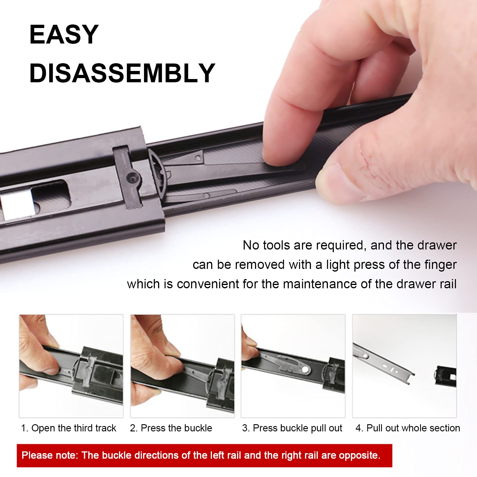 Heavy Duty Soft Close Drawer Slides 300mm Ball Bearing Full Extension Side Mount Drawer Runners - 45kg Load Capacity (1 Pair, Black, 8 Inch) for Kitchen Cabinets, Office Furniture & Wardrobe Organization