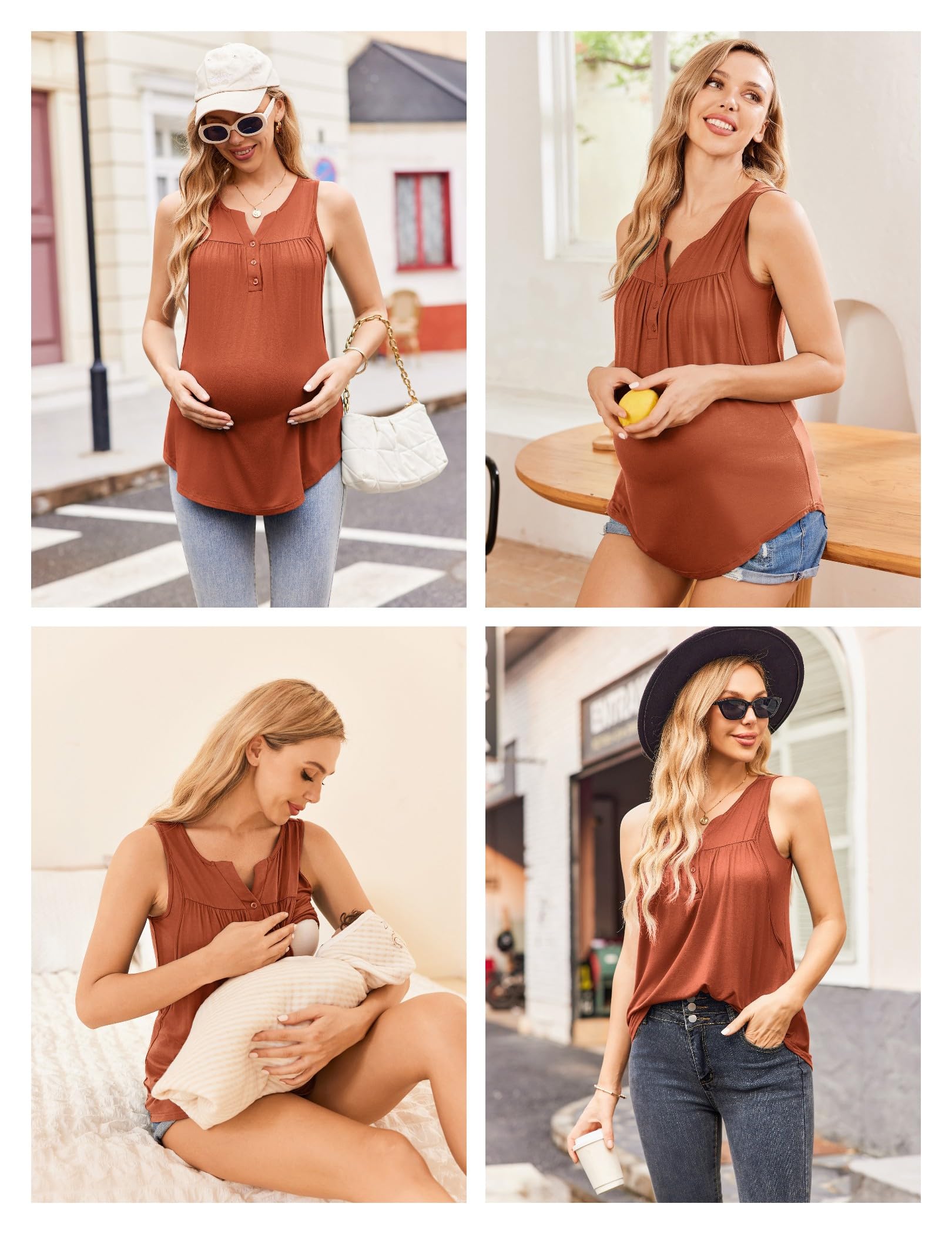 Ekouaer Women's Maternity Nursing Tank Top - Sleeveless Breastfeeding Shirt with Double Layer for Summer Pregnancy - Perfect for Nursing, Lounging & Everyday Wear