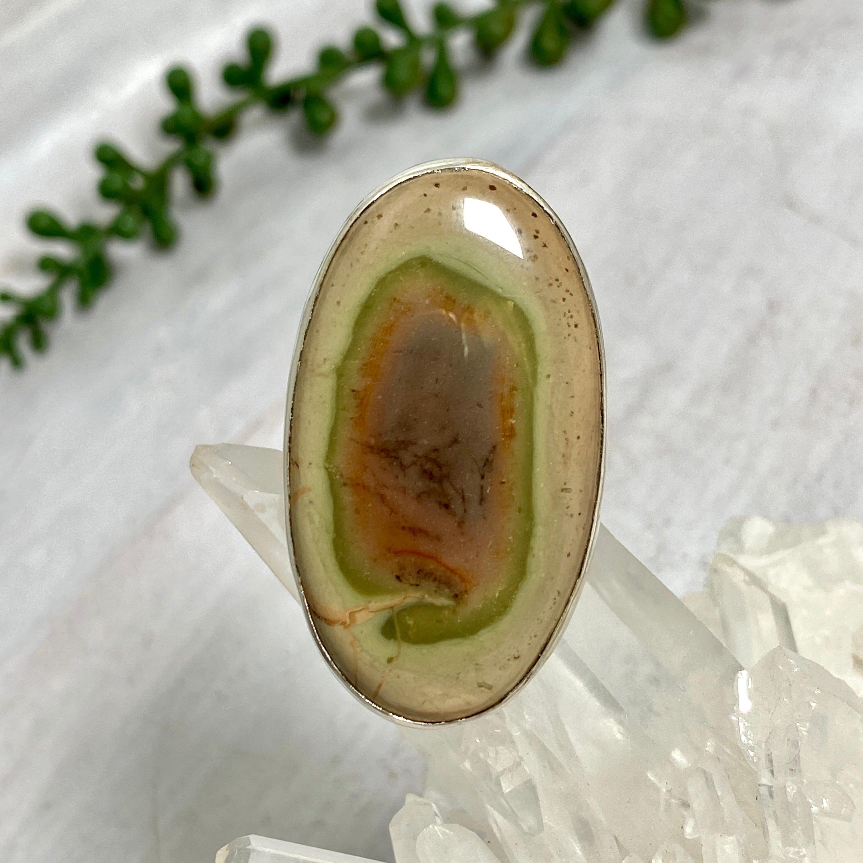 Imperial Jasper Oval Ring - Size 10 - Natural Stone Jewelry - KRGJ2462 | Perfect for Boho Fashion, Spiritual Healing & Gift Giving