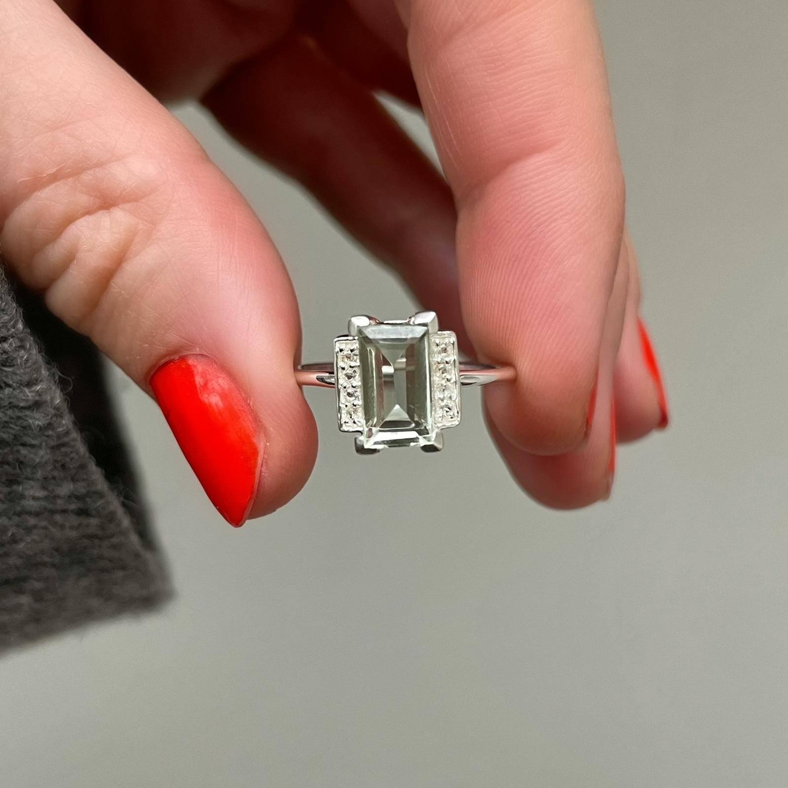 Georgia Green Amethyst & White Topaz Ring - Elegant Sterling Silver Jewelry for Women, Perfect for Weddings, Anniversaries & Special Occasions