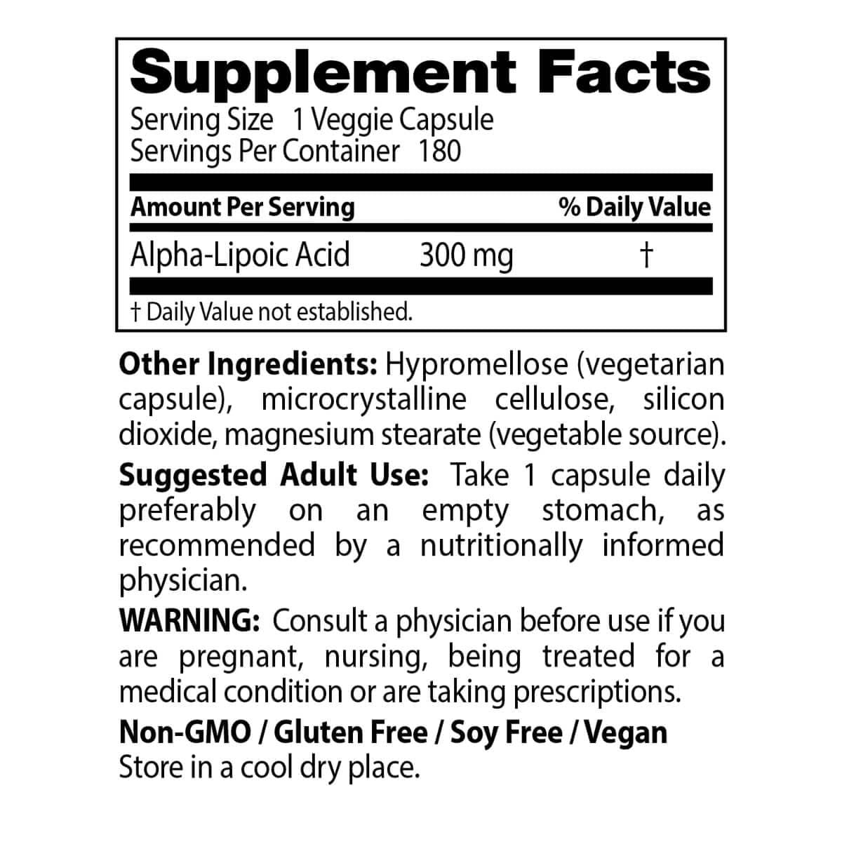 Doctor's Best Alpha Lipoic Acid 300mg - 180 Vegan Capsules for Antioxidant Support & Blood Sugar Balance - Perfect for Daily Wellness & Nerve Health Supplement