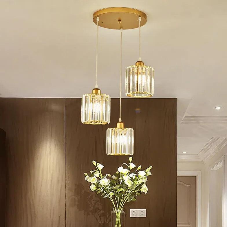 Clear Cylindrical Glass Pendant Light Fixture - Modern Hanging Lamp for Kitchen Island, Dining Room & Bedroom Lighting Decor