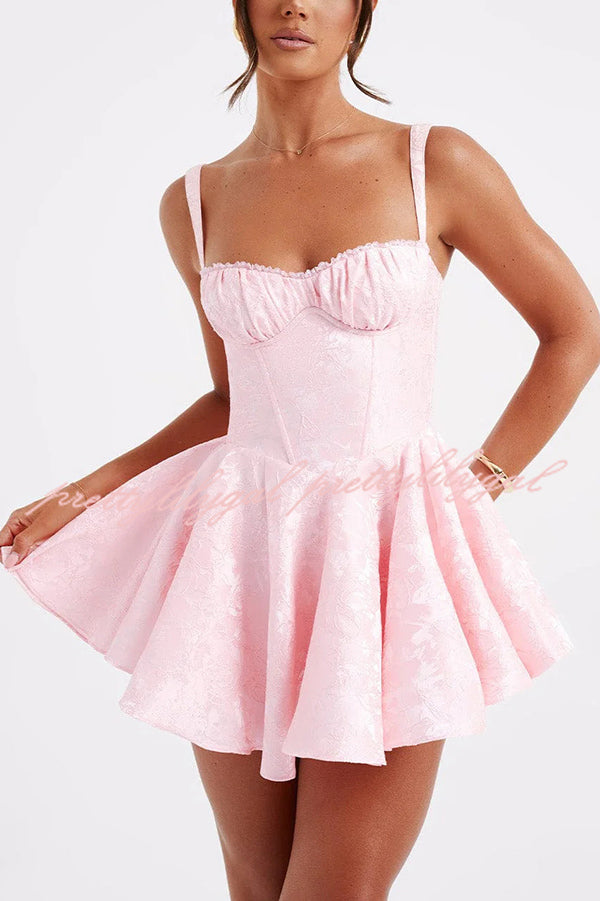 Elegant Jacquard Fabric Halter Back Bow Mini Dress for Women - Slim Fit Party Cocktail Dress for Evening, Wedding, and Special Occasions