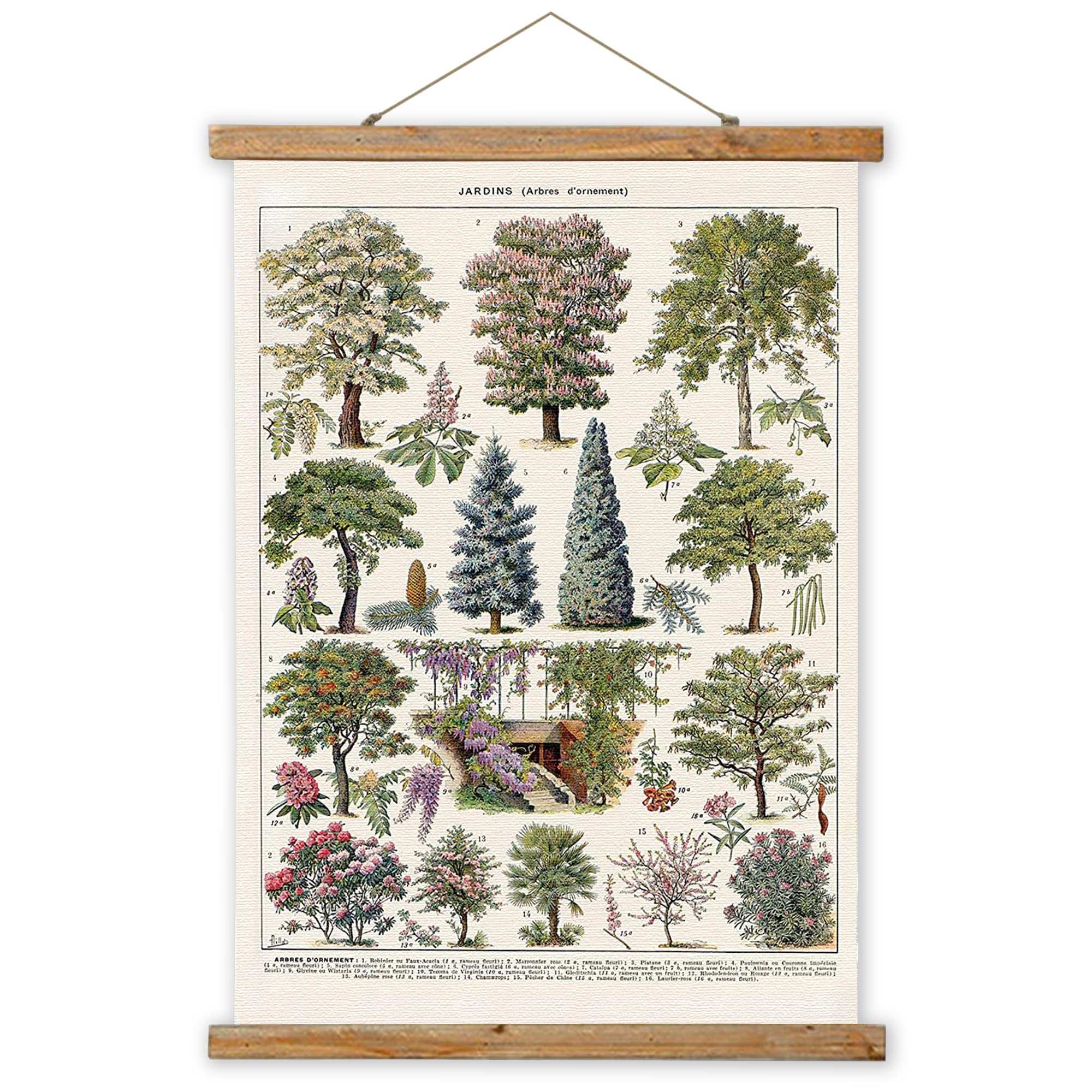 ABoby Handmade Vintage Tree Hanging Poster - Small Retro Wall Art Print on Linen with Wood Frame - Ready to Hang - Perfect for Living Room, Bedroom & Office Decor