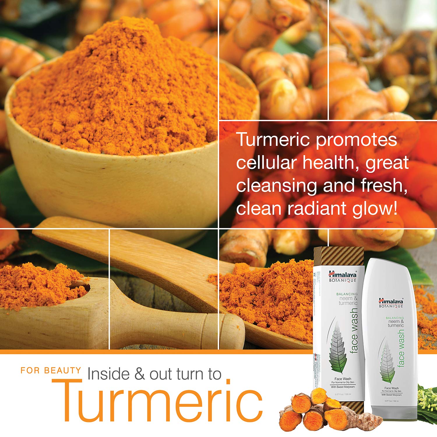 Himalaya Botanique Balancing Neem & Turmeric Face Wash - Dermatologist Tested, Vegan, Cruelty-Free, Paraben-Free, SLS-Free (5.07 Fl Oz/150ml) - Gentle Cleanser for Acne-Prone & Sensitive Skin - Perfect for Daily Skincare Routine & Travel