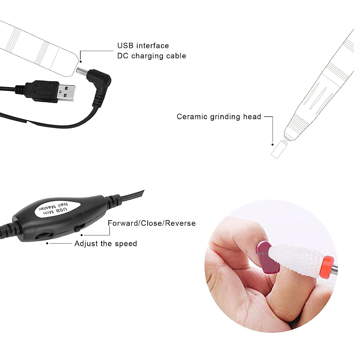 2 Pack Electric Nail Drill Kit with Replaceable Grinding Heads - Non-Slip Grip Professional Manicure Pedicure Machine for Salon, Home, Travel & Studio Use (Pink & Blue) - Perfect for DIY Nail Care, Gel Polish Removal & Nail Art Design