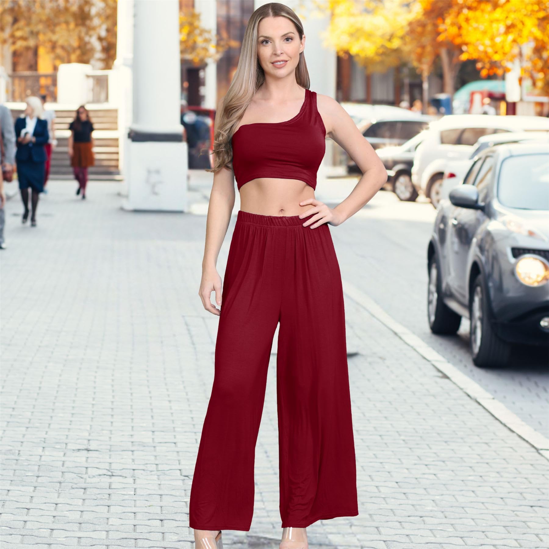 **Janisramone® Women's Plain Wide Leg Palazzo Pants - High Waisted Elegant Trousers for Casual & Office Wear | Comfortable & Versatile for Work, Travel & Daily Outfits**