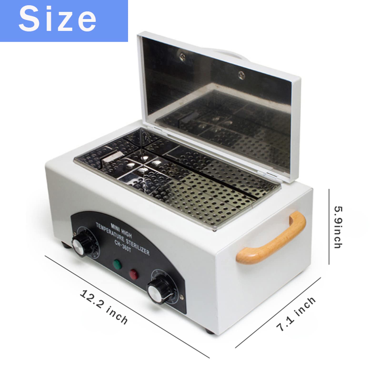 300W 1.5L High Temperature Sterilization Box with Timer - Dry Heat Sterilizer Cabinet for Nail Tools, Spa, Pedicure & Hairdressing Equipment - Includes Stainless Steel Tray & Handle | Perfect for Salon, Clinic & Home Use