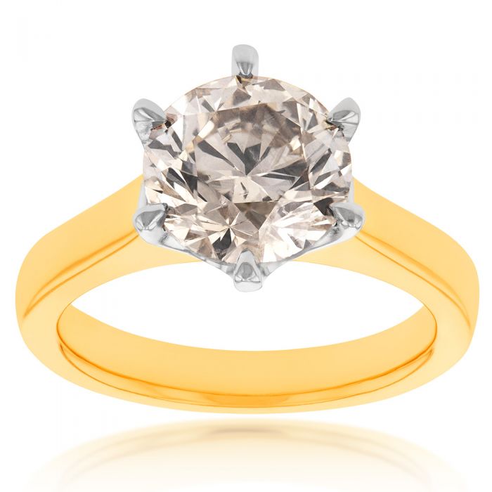18ct Yellow Gold 3.10 Carat Diamond Solitaire Engagement Ring for Women - Perfect Proposal, Wedding & Anniversary Gift