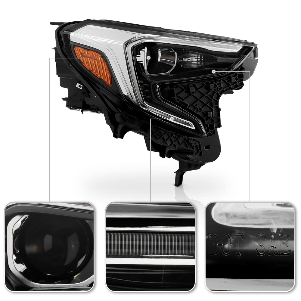 ACANII LED Projector Headlight Replacement for 2018-2021 GMC Terrain - Full LED Factory Style Headlamp (Passenger Side) | Improved Night Visibility & Modern Look for Off-Roading & City Driving