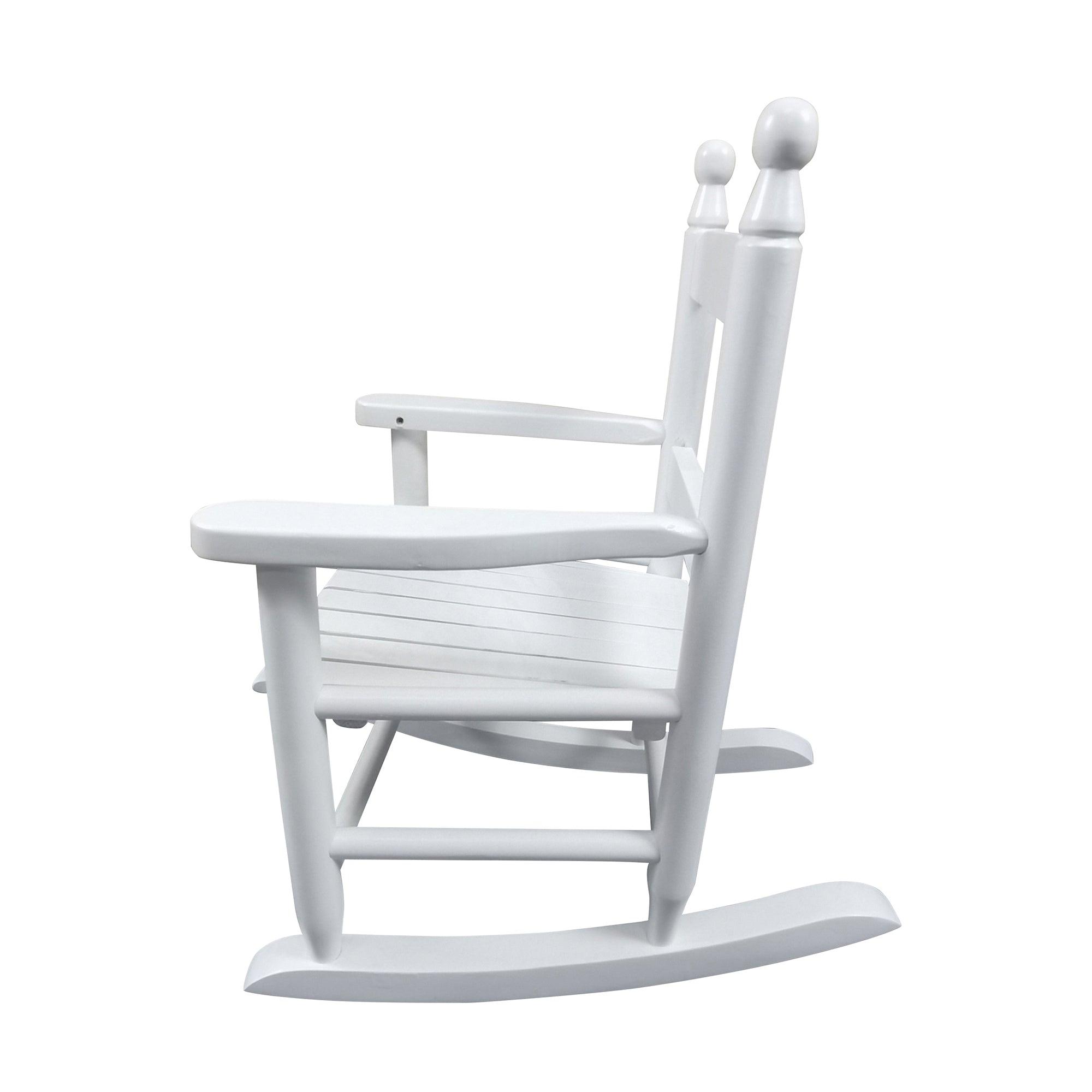 Kids Rocking Chair - White Indoor/Outdoor Durable Wooden Rocker for Children's Room, Nursery, Playroom, Garden & Patio