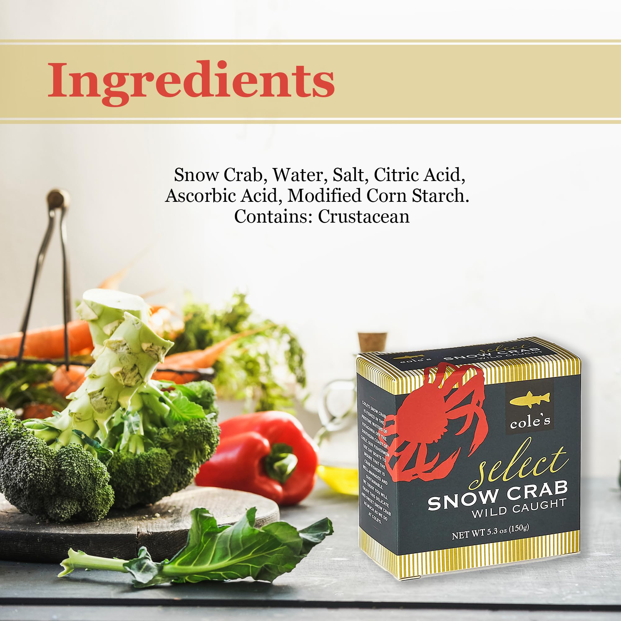 Premium Wild-Caught Patagonian Snow Crab Meat from Chile - High Protein & Omega-3 Rich, No Preservatives - 5.3 oz Can (Pack of 1) - Perfect for Salads, Pasta Dishes & Gourmet Seafood Recipes