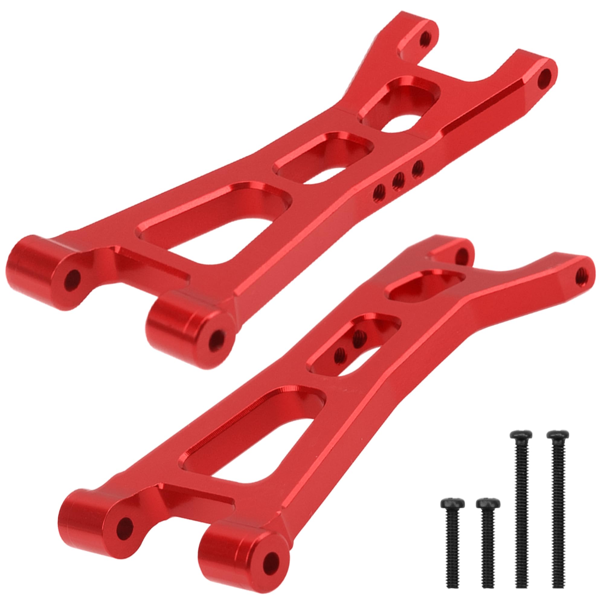 High-Performance Aluminum Suspension Arms Set for Hyper Go H16BM H16DR H16 & MJX 16207-16210 1/16 RC Cars - Front & Rear Swing A Arms Upgrade Parts (Red) | Durable Off-Road Racing & RC Car Replacement Accessories