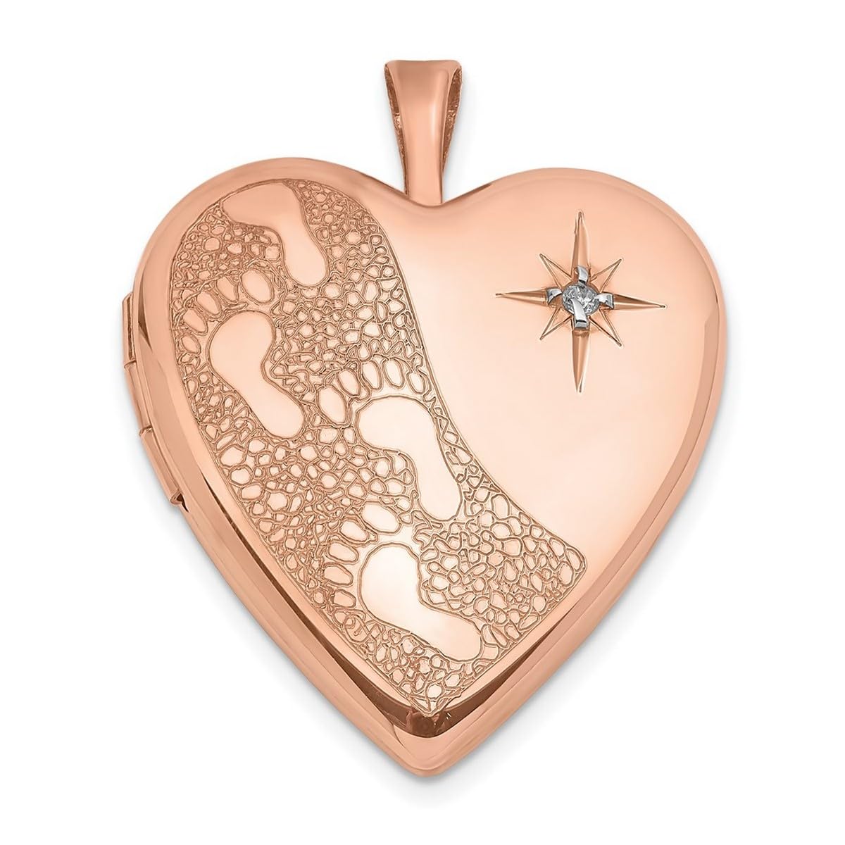 925 Sterling Silver Reversible Rose Gold Plated 20mm Sparkle Cut Heart Photo Locket Pendant Necklace for Women - Perfect for Valentine's Day, Anniversary, Birthday Gifts & Everyday Elegance