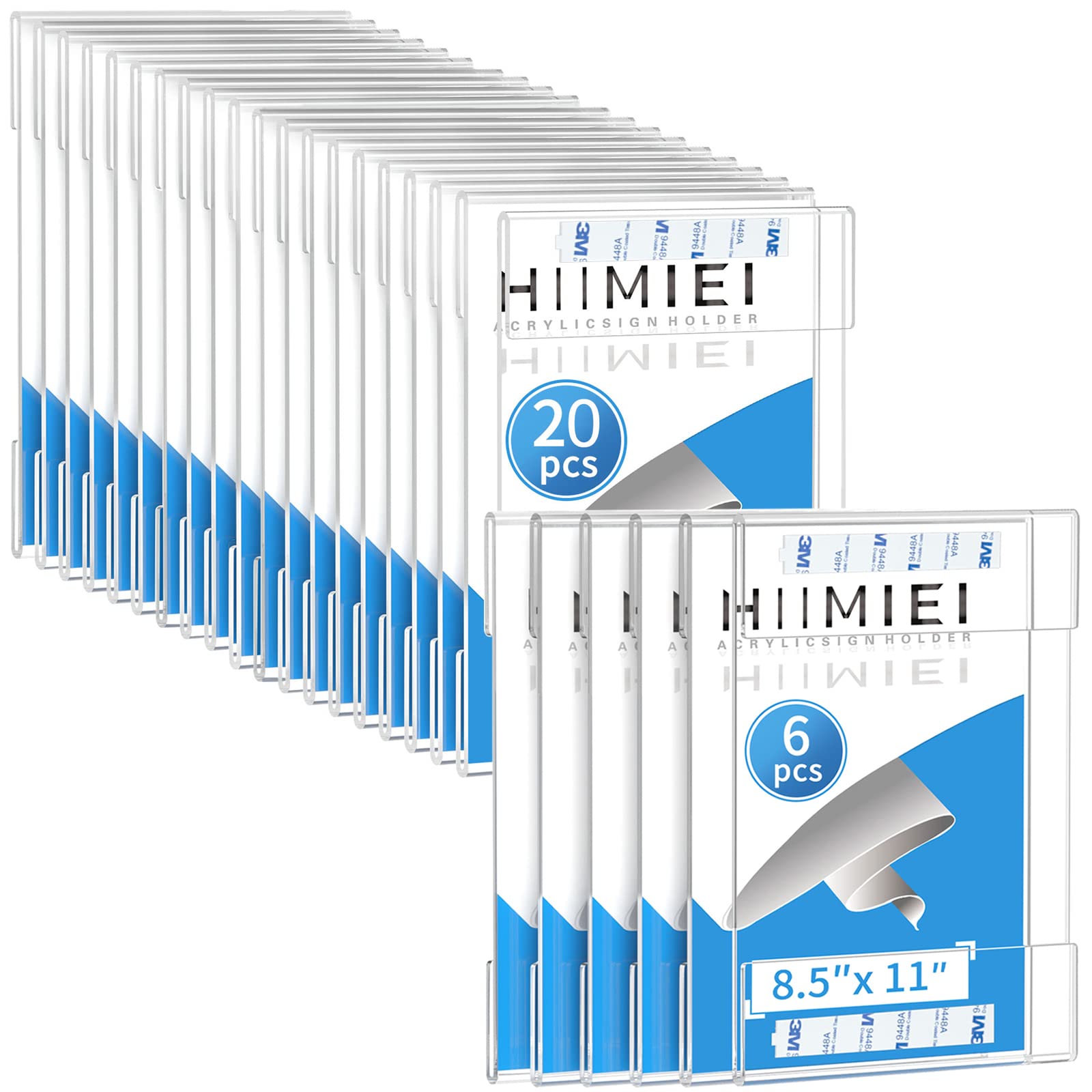 8.5x11 Acrylic Wall Sign Holder with Strong 3M Tape - 6 Pack + 20 Bonus Holders for Office, Retail & Home Decor - Perfect for Menu Boards, Price Tags & Wall Displays