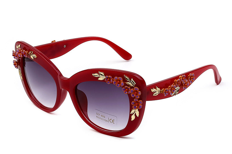 Stylish Women's Flower Sunglasses - UV Protection & Fashionable Design for Outdoor Activities & Beach Vacations