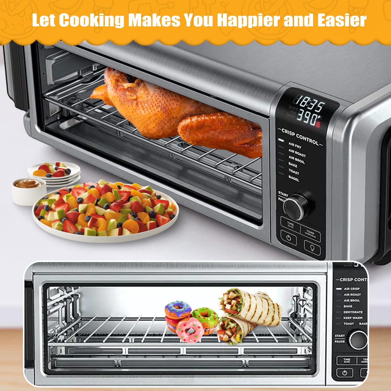 Stainless Steel Air Fryer Rack for Ninja Foodi 10-in-1 SP101 Digital Air Fryer Oven | 13.4''x13.4'' Roasting, Steaming & Baking Tray | Dishwasher Safe Accessories | Perfect for Grilling, Roasting & Meal Prep