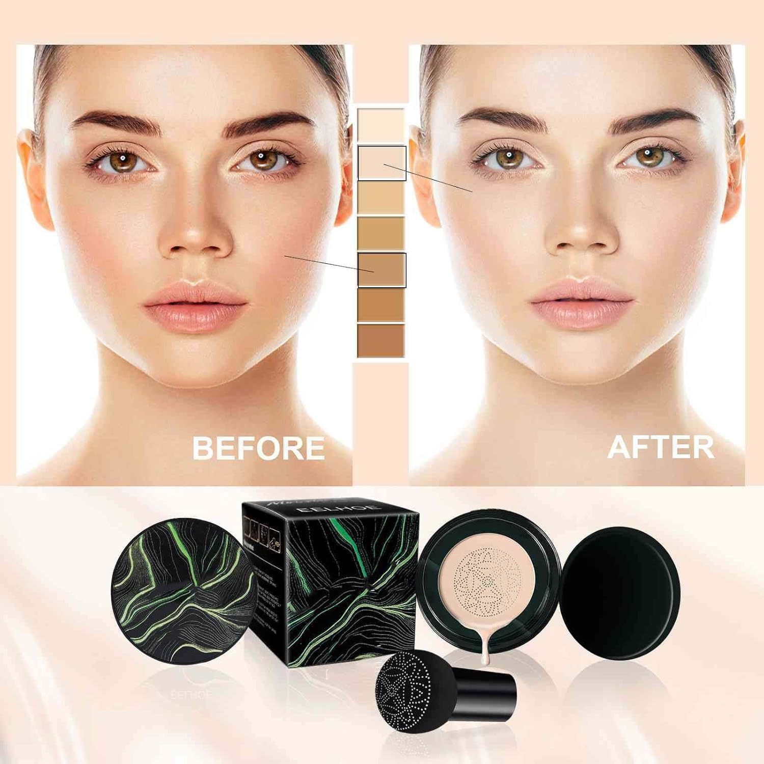 Arbitrbilogy Air Cushion CC Cream Foundation - Natural Coverage Makeup with Lightweight Formula | Perfect for Daily Wear, Special Occasions & On-The-Go Touch Ups
