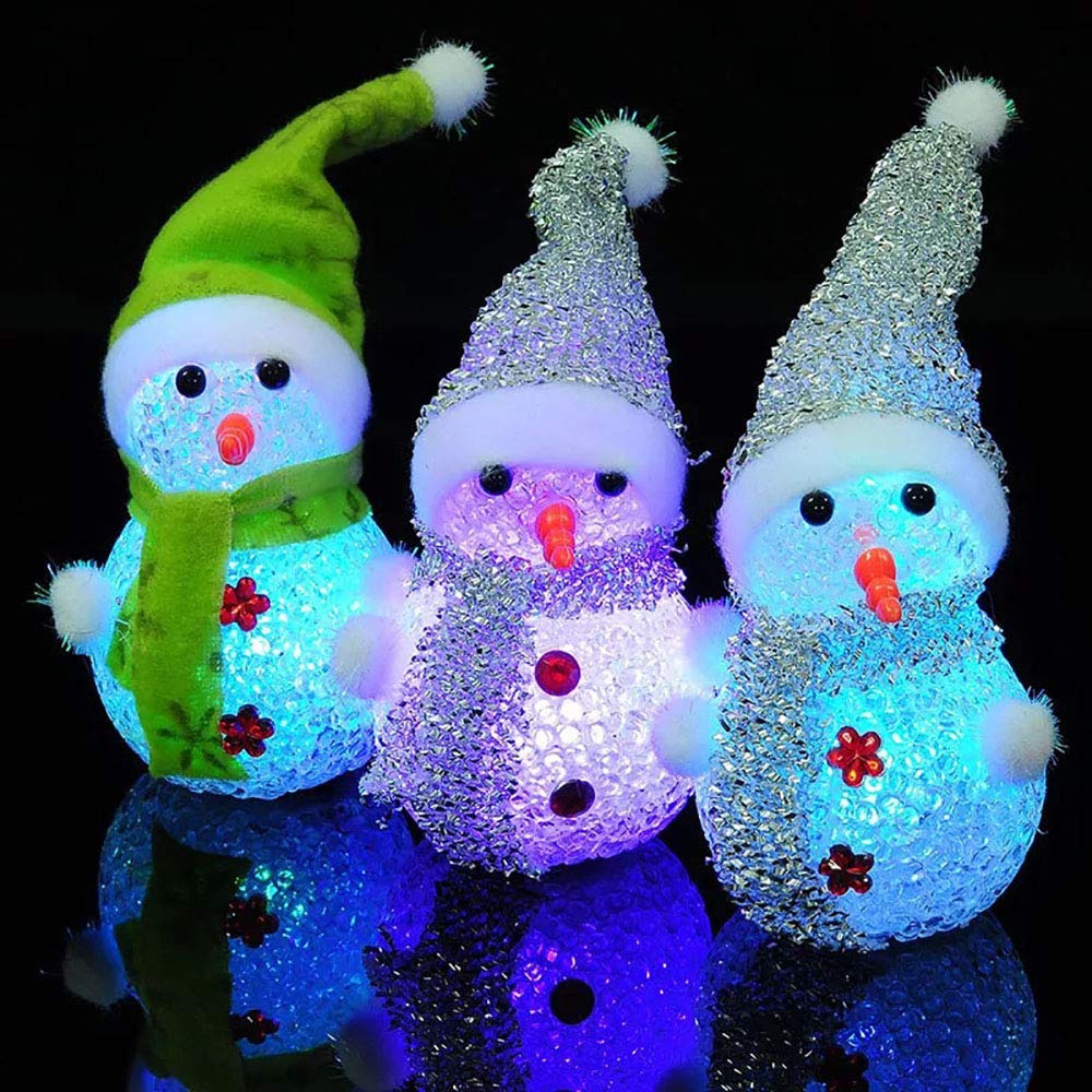3Pcs Color Changing LED Snowman Night Light - 7 Colors, Battery Operated Desk Lamp for Christmas Decor, Kids Gifts, Bedroom & Party Decorations | Perfect for Holiday Home Decor, Children's Room Lighting and Festive Atmosphere Creation