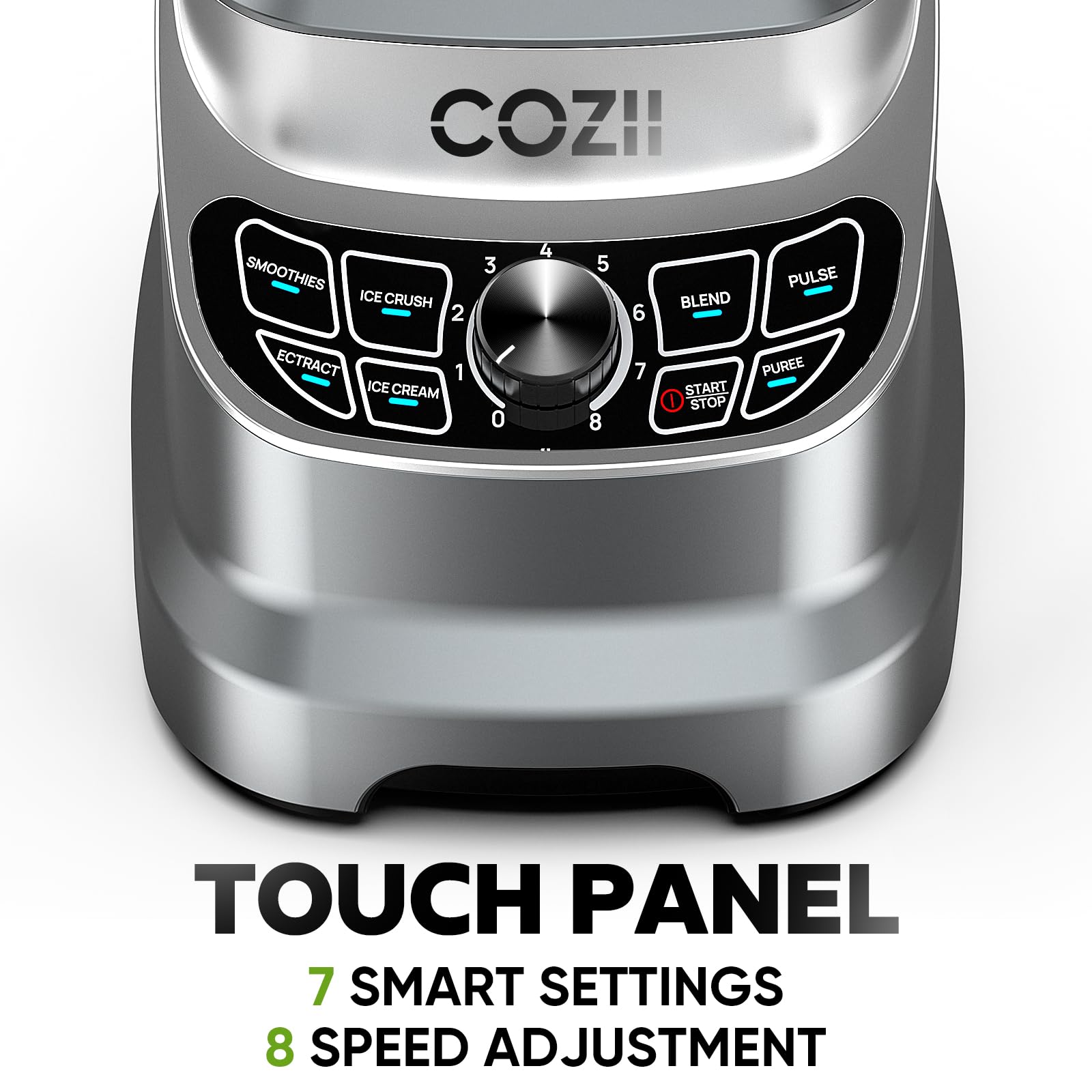 COZII 2000W Professional Blender for Smoothies, Frozen Drinks & Nut Butter - 64oz Pitcher & 21oz To-Go Cup - 7 Preset Programs for Ice Crushing, Dips & More - High Speed Countertop Blender - Dishwasher Safe - Perfect for Home Kitchen, Healthy Smoothie Making & Meal Prep