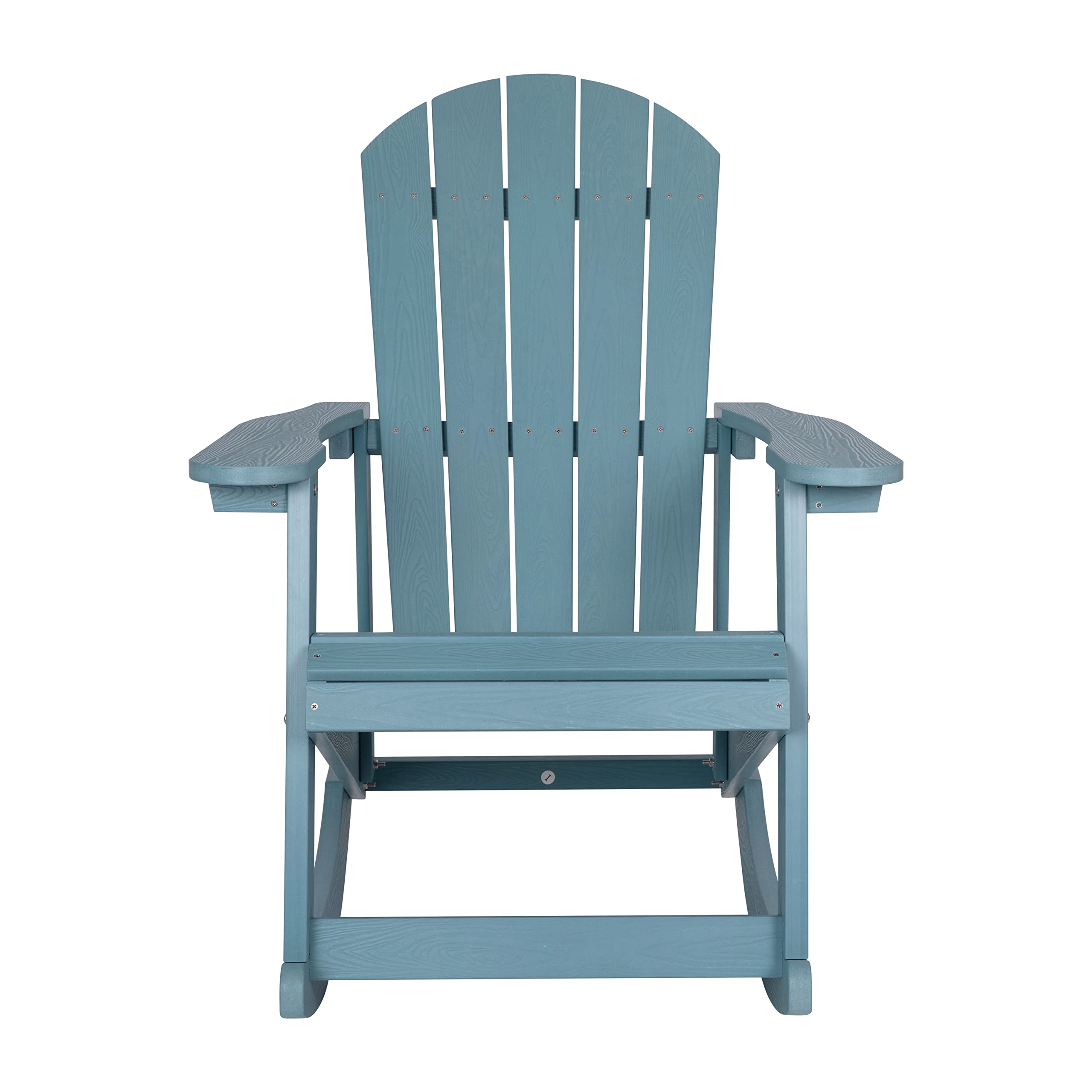 Flash Furniture Savannah Poly Resin Wood Adirondack Rocking Chair Set of 2 - All-Weather Sea Foam Polystyrene - Stainless Steel Hardware - Perfect for Patio, Garden & Poolside Relaxation