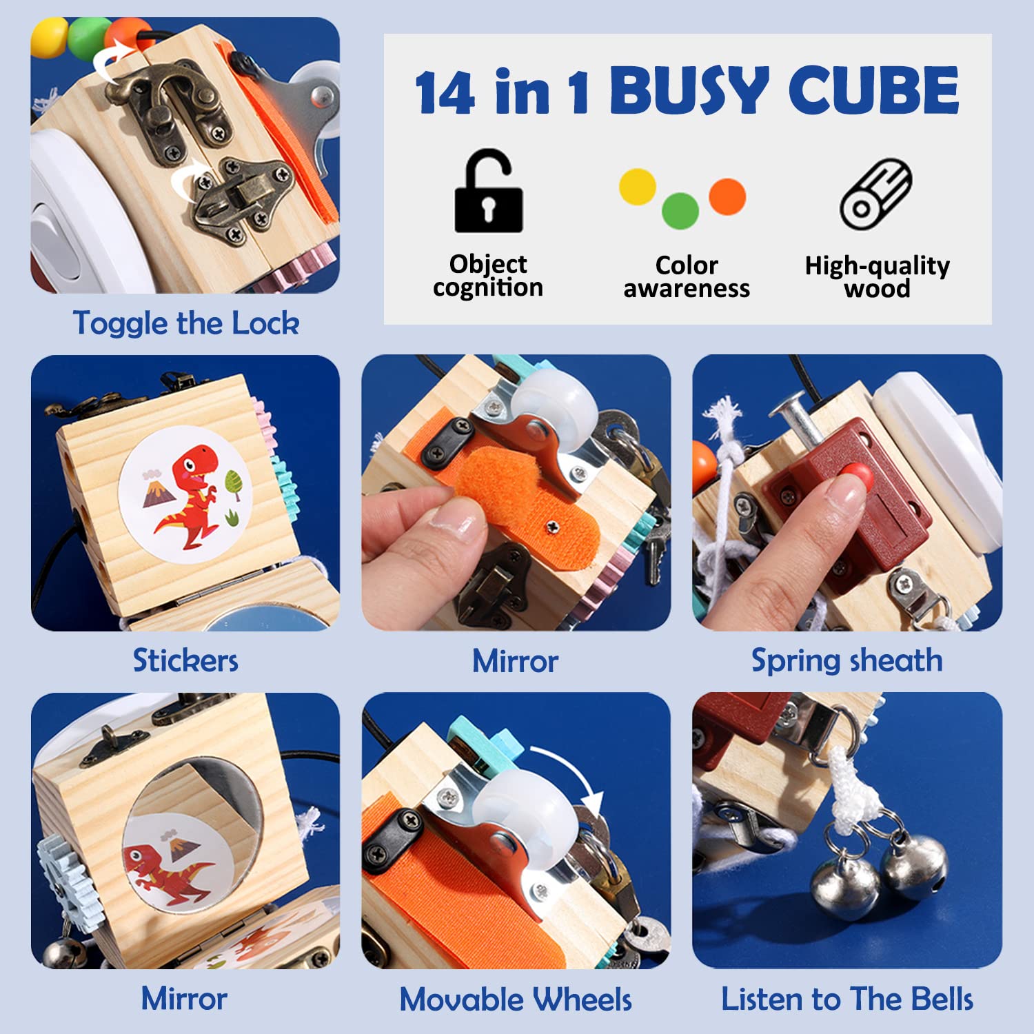 Busy Cube Sensory Board for Toddlers - Montessori Fine Motor Skills Toy for Kids 3+ Years | Travel Learning Activity for Babies & Preschoolers | Perfect for Airplane, Car Rides & Quiet Playtime