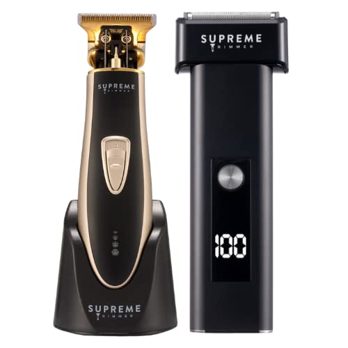 Supreme Trimmer 2-in-1 T-Fader Foil Shaver & T-Shaper Trimmer Set | ST5210 Beard Trimmer & STF501 Electric Razor | Gold | Perfect for Beard Grooming, Hair Cutting & Travel Use