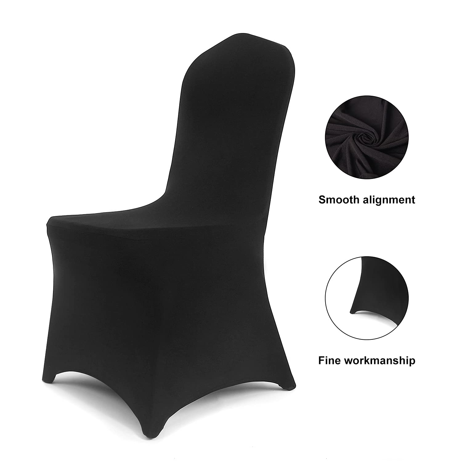 100-Pack Black Stretch Spandex Chair Slipcovers - Elastic Dining Room Chair Covers for Wedding, Banquet, Party & Home Decor - Washable Seat Protectors for Indoor & Outdoor Events