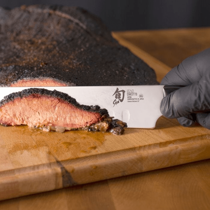 Shun Classic 12-Inch Hollow Ground Brisket Knife with Saya - Premium Japanese Chef Knife for BBQ, Slicing Meat & Culinary Arts - Perfect for Professional Chefs & Home Cooking