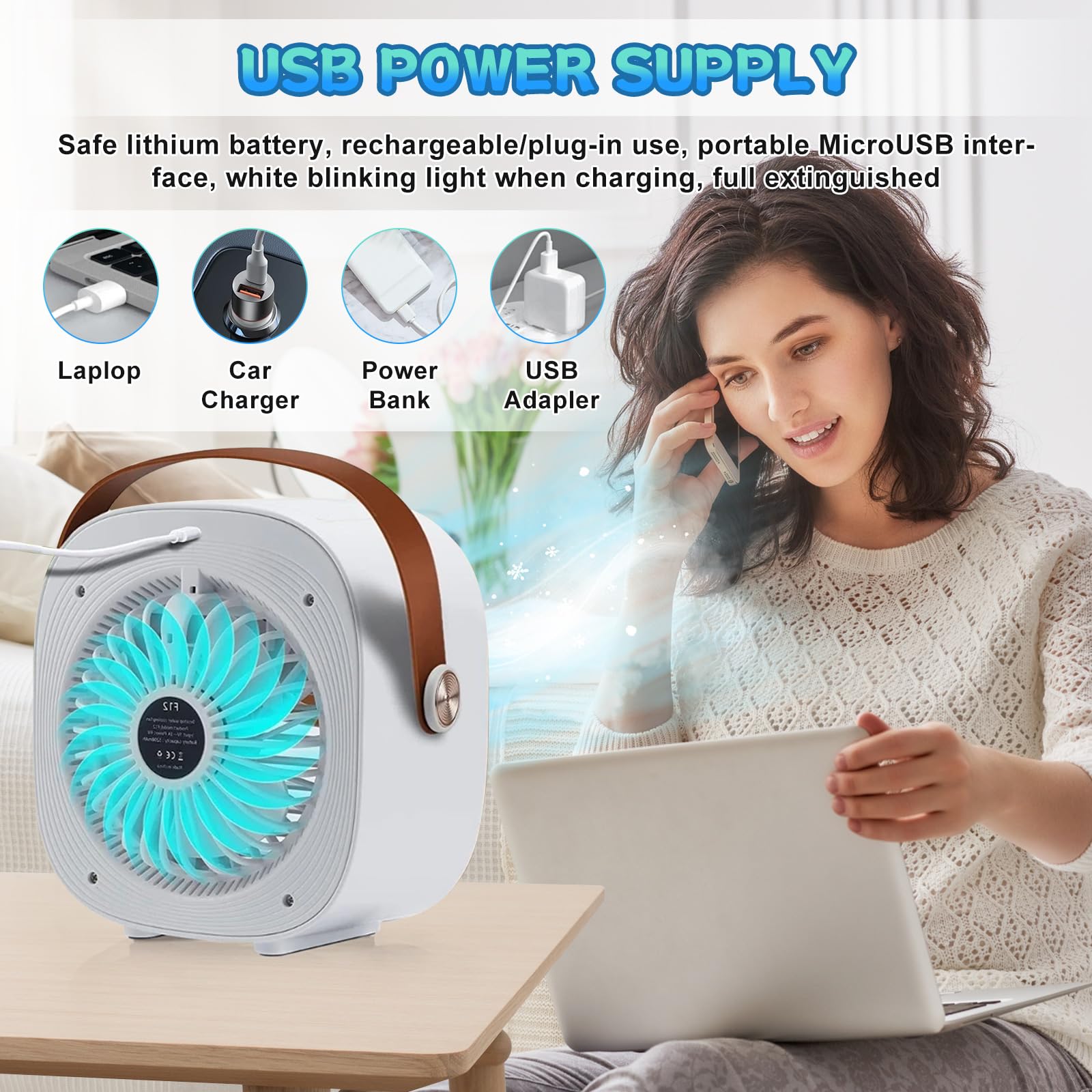Portable Air Conditioner Fan - Mini Personal Evaporative Cooler with 3 Speed Settings, Compact Air Cooler for Travel, Camping, Bedroom, Office & Outdoor Use | Stay Cool Anywhere