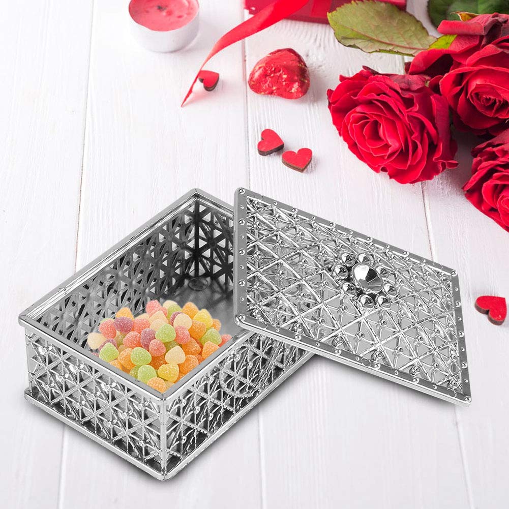 12PCS Silver Hollow Treasure Chest Candy Boxes - Creative Square Gift Box for Wedding Favors, Party Decorations, Candy Containers & Decorative Accessories | Perfect for Themed Parties, Baby Showers, Bridal Showers & Holiday Gifts