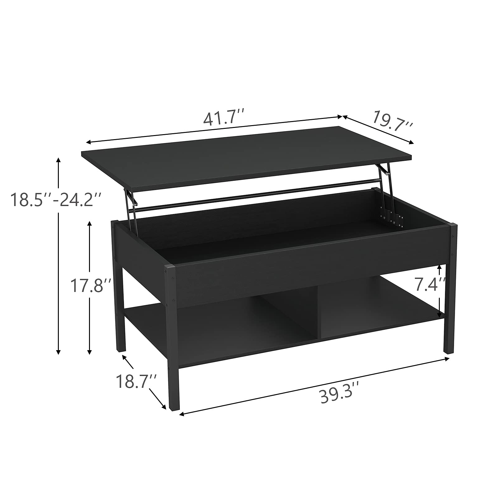 Modern Lift-Top Coffee Table with Storage & Lower Shelf - Sofa Table for Living Room, Black & White Wooden Design - Perfect for Small Spaces, Home Office & Apartment Decor