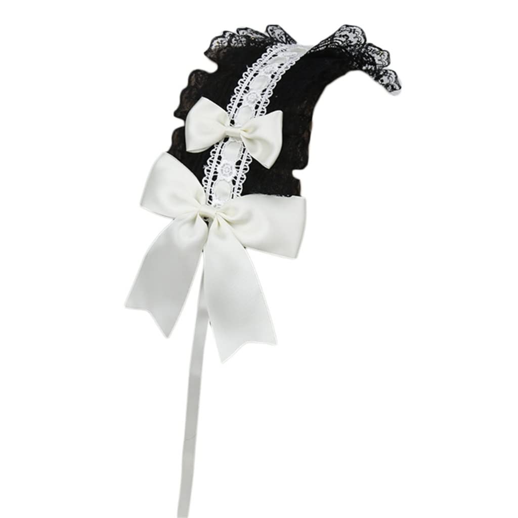 KLHHG Lolita Ruffles Lace Headbands - Elegant Ribbon Bows Hair Accessories for Cosplay, Anime Maid Costume, Tea Party & Vintage Fashion (One Size, Color C)