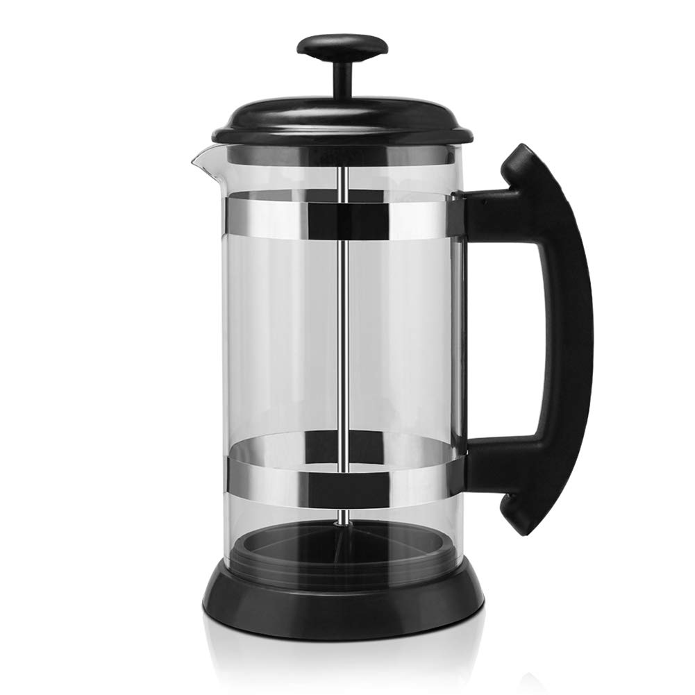 TYI French Press Coffee Maker - 34oz Stainless Steel 304 with Lid & Borosilicate Glass - 8 Cup Capacity for Rich, Ground-Free Coffee - Perfect for Home, Office & Camping Use