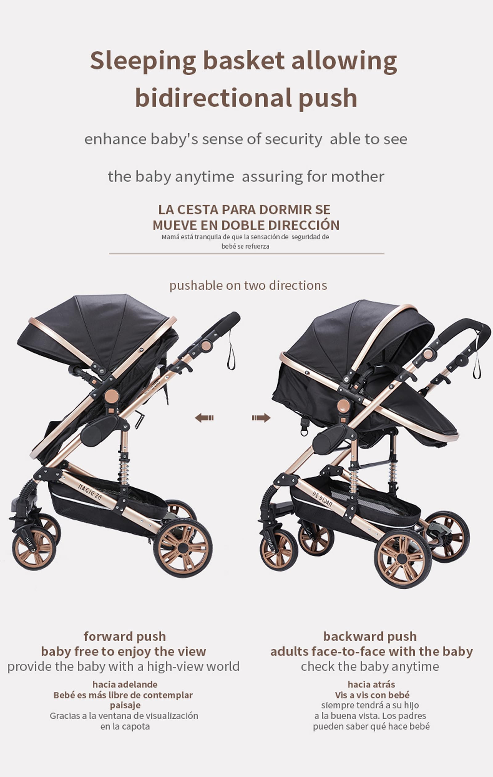 2 in 1 Convertible Baby Stroller with Bassinet - Reversible Infant Pushchair & Toddler Pram | Portable, Foldable & Lightweight for Newborns | Perfect for Travel, Shopping & Outdoor Walks (739 Red)