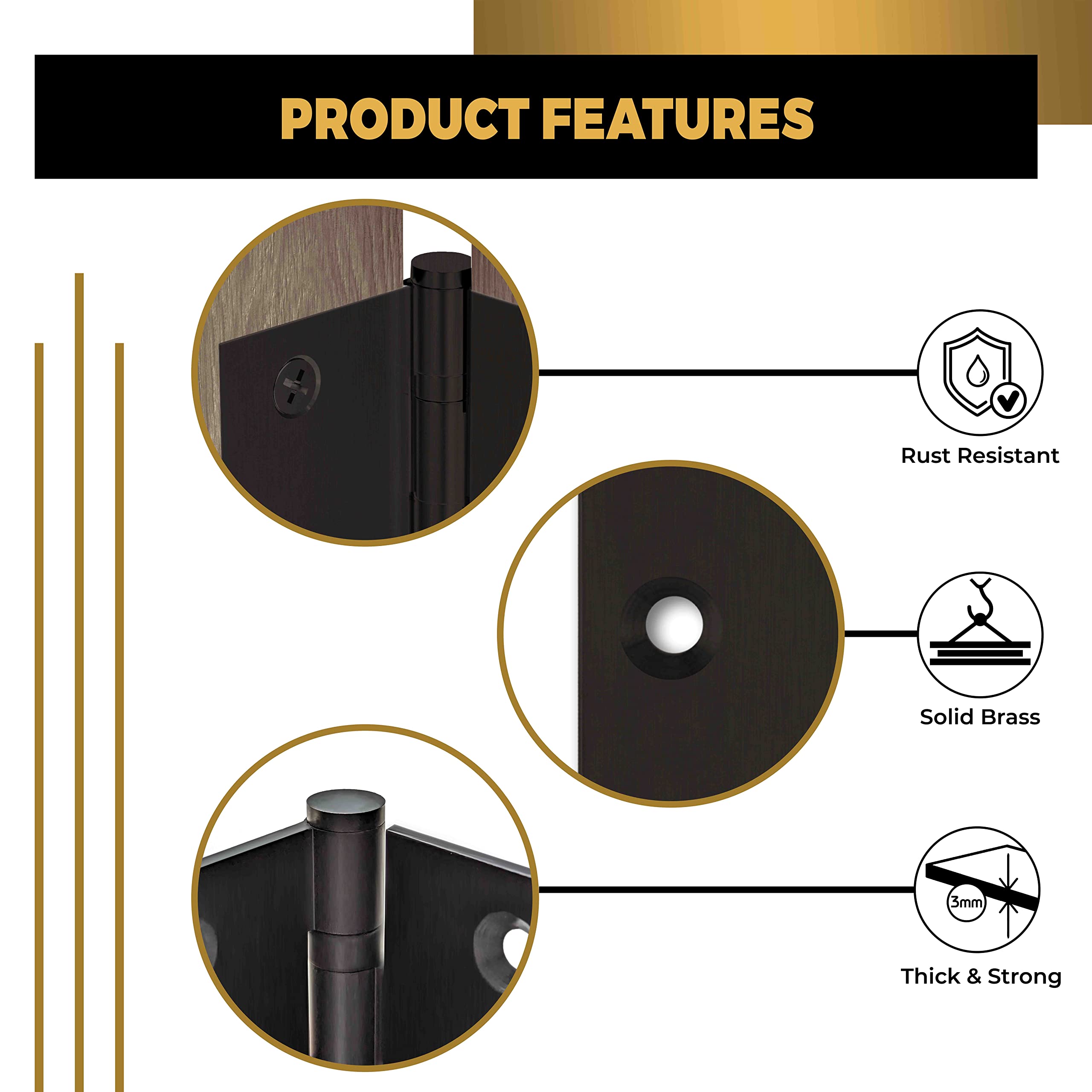 Heavy Duty Solid Brass Door Hinges 4.5